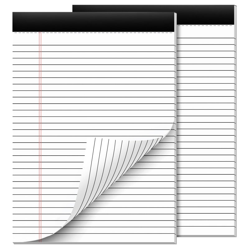 Nichela 2 Pcs Legal Pads 8.5 x 11 Note Pads 8.5 x 11 Inch Notepad 60 Sheets Writing Pads Wide Ruled Lined Paper Pads White Paper Note Pads 8.5 x 11 with 30 Sheets Per Legal Pad for School, Office, Home - Image 1